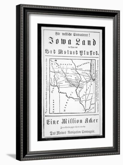 Broadside Published in German by the Des Moines Navigation Company to Attract Immigrants to Iowa-American-Framed Giclee Print