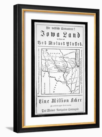 Broadside Published in German by the Des Moines Navigation Company to Attract Immigrants to Iowa-American-Framed Giclee Print