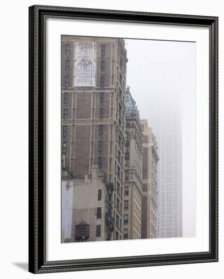 Broadway and Empire State Building Shrouded in Mist, Manhattan-Amanda Hall-Framed Photographic Print