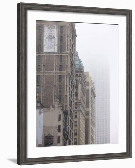 Broadway and Empire State Building Shrouded in Mist, Manhattan-Amanda Hall-Framed Photographic Print