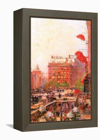Broadway and Fifth Avenue-Childe Hassam-Framed Stretched Canvas