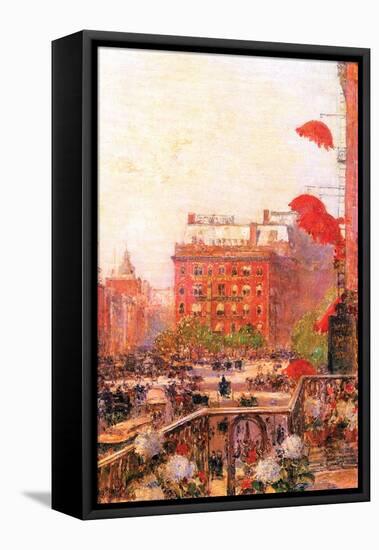 Broadway and Fifth Avenue-Childe Hassam-Framed Stretched Canvas