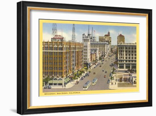 Broadway, Downtown, San Diego, California-null-Framed Art Print