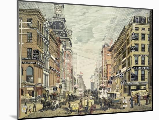 Broadway; from Cortlandt St. and Maidin Lane-Currier & Ives-Mounted Giclee Print