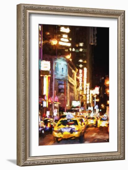 Broadway Night - In the Style of Oil Painting-Philippe Hugonnard-Framed Giclee Print