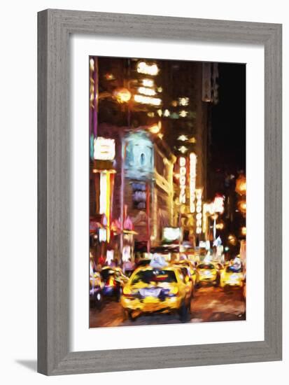 Broadway Night - In the Style of Oil Painting-Philippe Hugonnard-Framed Giclee Print