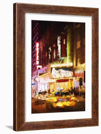 Broadway Night - In the Style of Oil Painting-Philippe Hugonnard-Framed Giclee Print