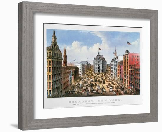 Broadway, NYC, 1875-Currier & Ives-Framed Giclee Print