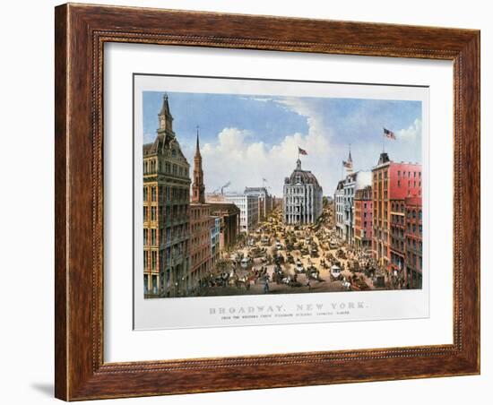 Broadway, NYC, 1875-Currier & Ives-Framed Giclee Print