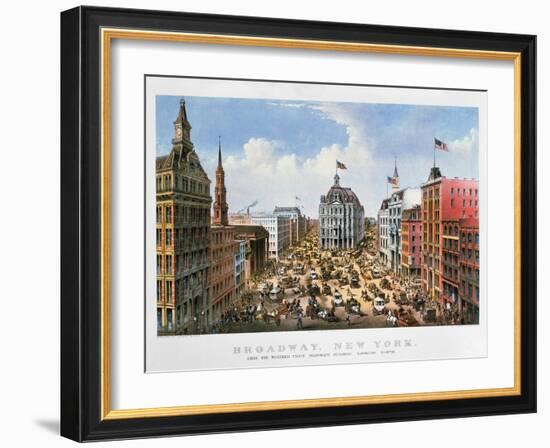 Broadway, NYC, 1875-Currier & Ives-Framed Giclee Print