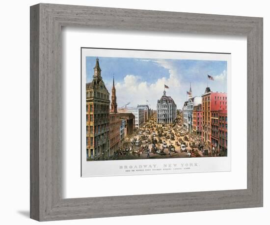 Broadway, NYC, 1875-Currier & Ives-Framed Giclee Print