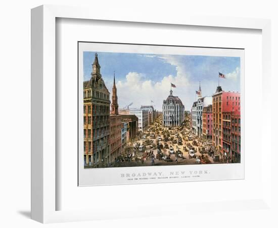 Broadway, NYC, 1875-Currier & Ives-Framed Giclee Print