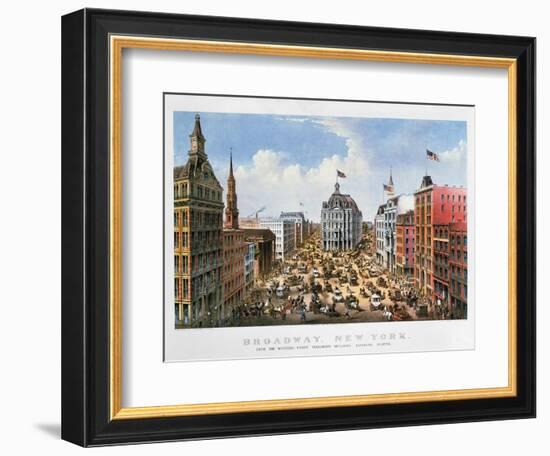 Broadway, NYC, 1875-Currier & Ives-Framed Giclee Print