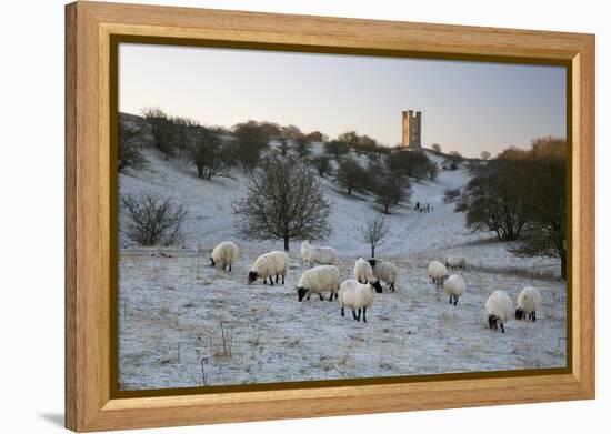 Broadway Tower and Sheep in Morning Frost, Broadway, Cotswolds, Worcestershire, England, UK-Stuart Black-Framed Premier Image Canvas