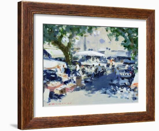 Brocante Market, Antibes (W/C on Paper)-Laurence Fish-Framed Giclee Print