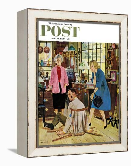 "Broken Antique Chair" Saturday Evening Post Cover, June 20, 1959-John Falter-Framed Premier Image Canvas
