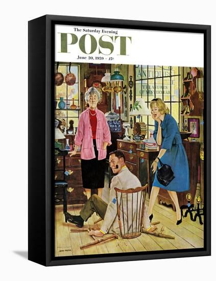"Broken Antique Chair" Saturday Evening Post Cover, June 20, 1959-John Falter-Framed Premier Image Canvas