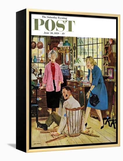 "Broken Antique Chair" Saturday Evening Post Cover, June 20, 1959-John Falter-Framed Premier Image Canvas