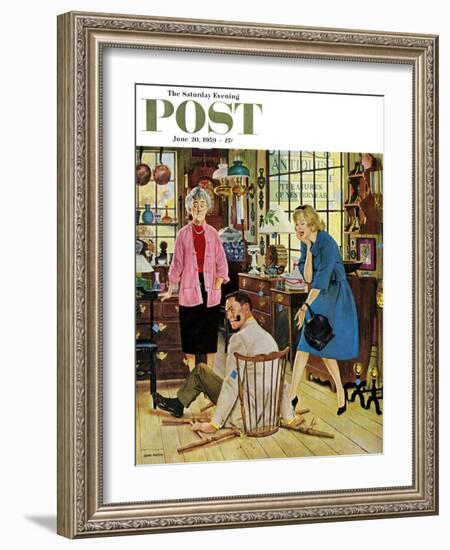 "Broken Antique Chair" Saturday Evening Post Cover, June 20, 1959-John Falter-Framed Giclee Print