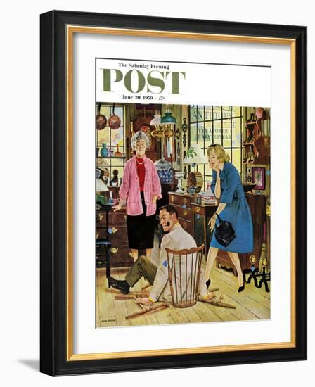 "Broken Antique Chair" Saturday Evening Post Cover, June 20, 1959-John Falter-Framed Giclee Print