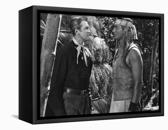 BROKEN ARROW, 1950 directed by DELMER DAVES James Stewart and Jeff Chandler (b/w photo)-null-Framed Stretched Canvas