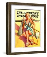 "Broken Beach Chair," Saturday Evening Post Cover, August 12, 1939-John Hyde Phillips-Framed Giclee Print