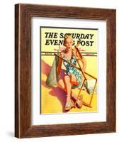 "Broken Beach Chair," Saturday Evening Post Cover, August 12, 1939-John Hyde Phillips-Framed Giclee Print