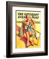 "Broken Beach Chair," Saturday Evening Post Cover, August 12, 1939-John Hyde Phillips-Framed Giclee Print