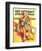 "Broken Beach Chair," Saturday Evening Post Cover, August 12, 1939-John Hyde Phillips-Framed Giclee Print