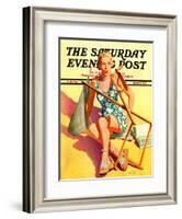 "Broken Beach Chair," Saturday Evening Post Cover, August 12, 1939-John Hyde Phillips-Framed Giclee Print