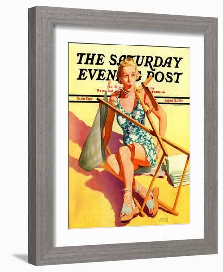 "Broken Beach Chair," Saturday Evening Post Cover, August 12, 1939-John Hyde Phillips-Framed Giclee Print