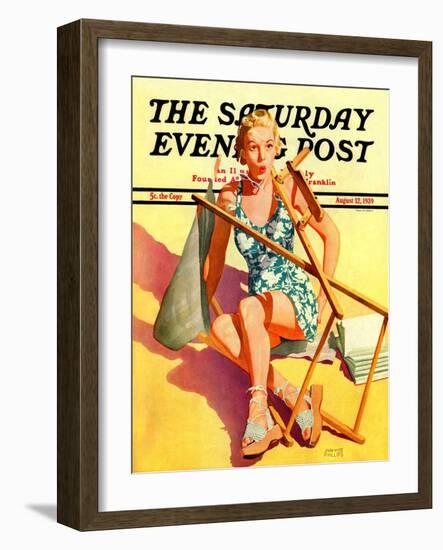 "Broken Beach Chair," Saturday Evening Post Cover, August 12, 1939-John Hyde Phillips-Framed Giclee Print