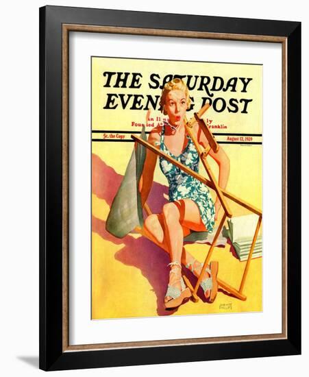 "Broken Beach Chair," Saturday Evening Post Cover, August 12, 1939-John Hyde Phillips-Framed Giclee Print