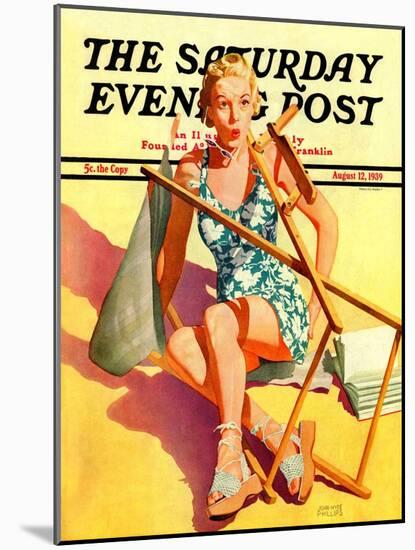 "Broken Beach Chair," Saturday Evening Post Cover, August 12, 1939-John Hyde Phillips-Mounted Giclee Print
