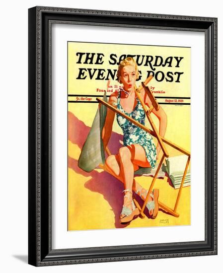 "Broken Beach Chair," Saturday Evening Post Cover, August 12, 1939-John Hyde Phillips-Framed Giclee Print