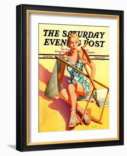 "Broken Beach Chair," Saturday Evening Post Cover, August 12, 1939-John Hyde Phillips-Framed Giclee Print