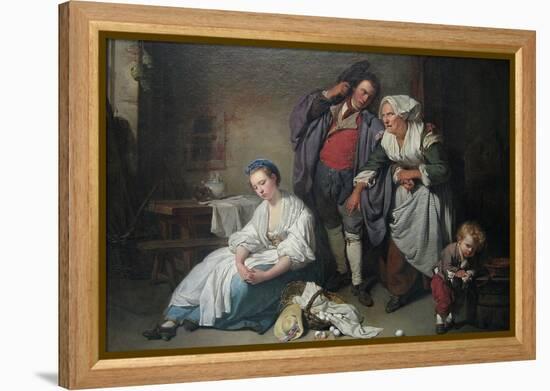 Broken Eggs-Jean-Baptiste Greuze-Framed Stretched Canvas