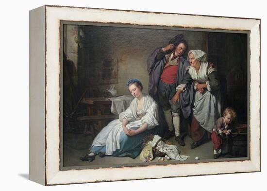 Broken Eggs-Jean-Baptiste Greuze-Framed Stretched Canvas