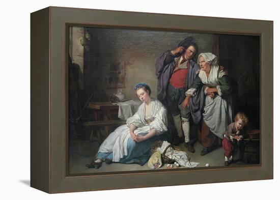 Broken Eggs-Jean-Baptiste Greuze-Framed Stretched Canvas