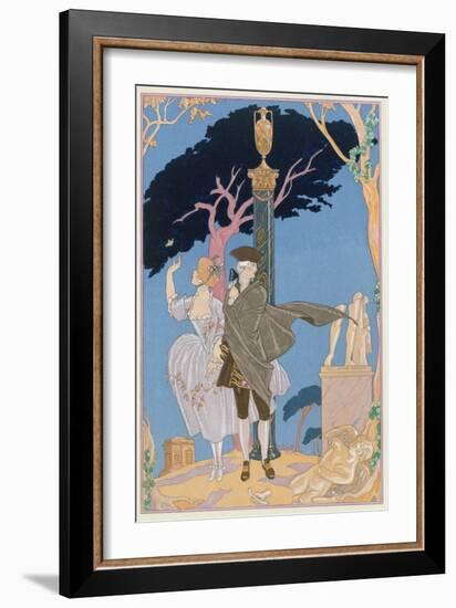 Broken Hearts, Broken Statues, Illustration for 'Fetes Galantes' by Paul Verlaine (1844-96)-Georges Barbier-Framed Giclee Print