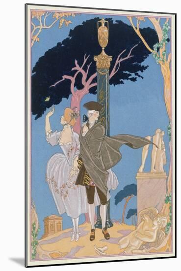 Broken Hearts, Broken Statues, Illustration for 'Fetes Galantes' by Paul Verlaine (1844-96)-Georges Barbier-Mounted Giclee Print