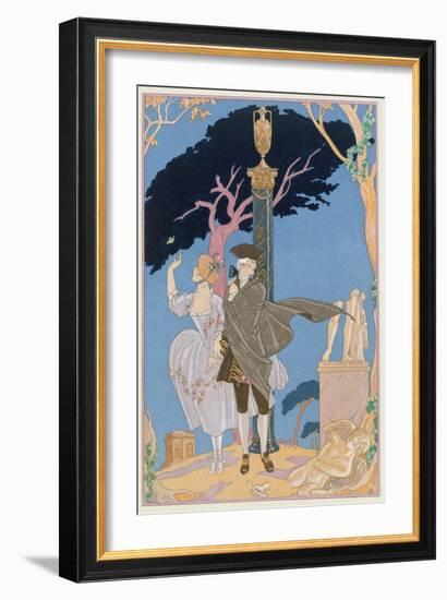 Broken Hearts, Broken Statues, Illustration for 'Fetes Galantes' by Paul Verlaine (1844-96)-Georges Barbier-Framed Giclee Print