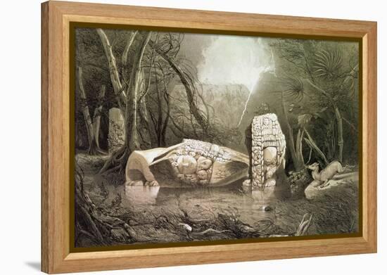 Broken Mayan Idol at Copan, Guatemala-Frederick Catherwood-Framed Premier Image Canvas