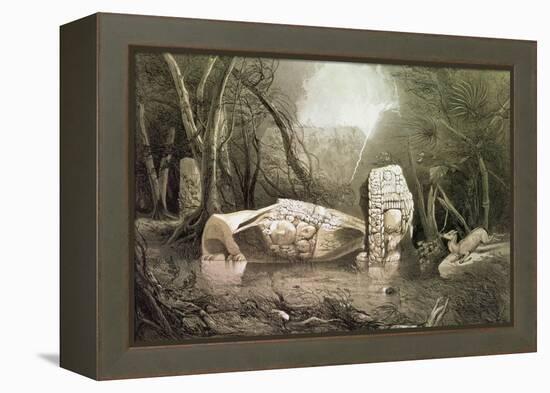 Broken Mayan Idol at Copan, Guatemala-Frederick Catherwood-Framed Premier Image Canvas