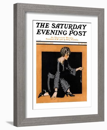 "Broken Pearl Necklace," Saturday Evening Post Cover, November 17, 1923-C. Coles Phillips-Framed Giclee Print