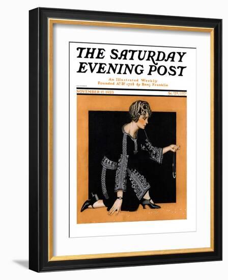 "Broken Pearl Necklace," Saturday Evening Post Cover, November 17, 1923-C. Coles Phillips-Framed Giclee Print