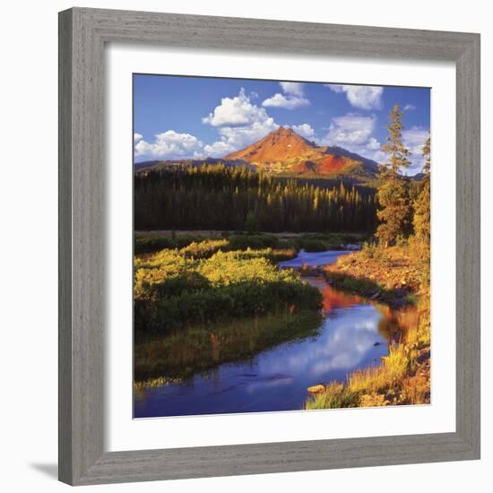 Broken Top Mountain and Fall Creek-Steve Terrill-Framed Photographic Print