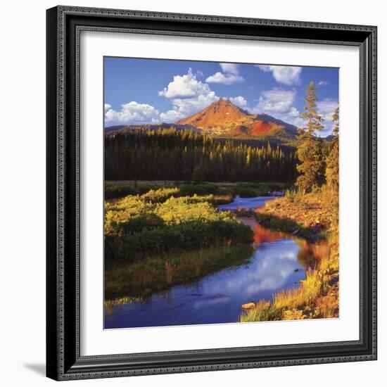 Broken Top Mountain and Fall Creek-Steve Terrill-Framed Photographic Print