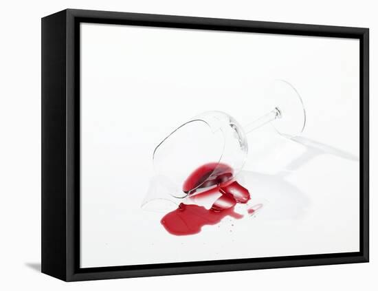 Broken Wine Glass with Spilt Red Wine-null-Framed Premier Image Canvas
