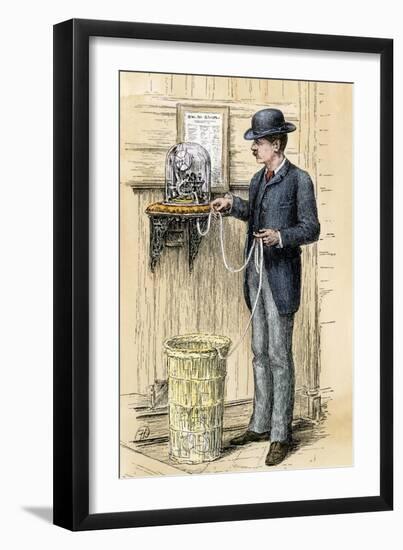 Broker Reading the Stock Ticker at the New York Stock Exchange, 1880s-null-Framed Giclee Print